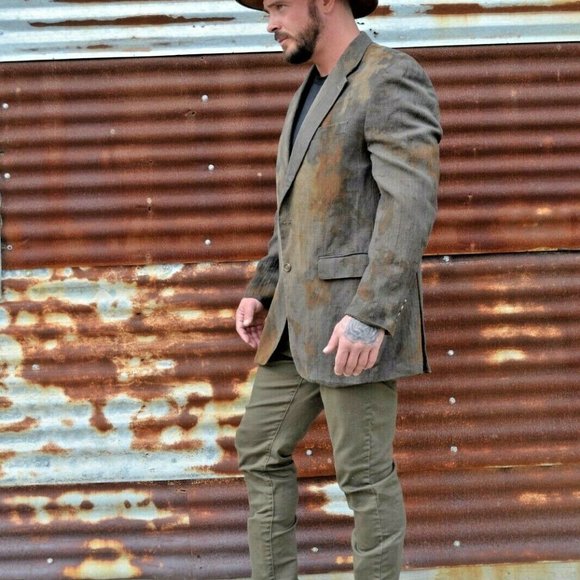 Ralph Lauren tie dyed camo Suit coat blazer jacket L XL tan gray brown black 44 - Picture 5 of 13